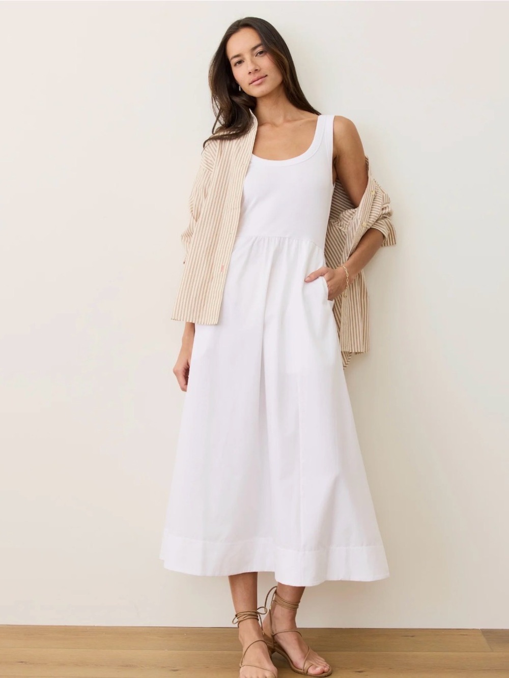Marine Layer Gemma White Midi Dress